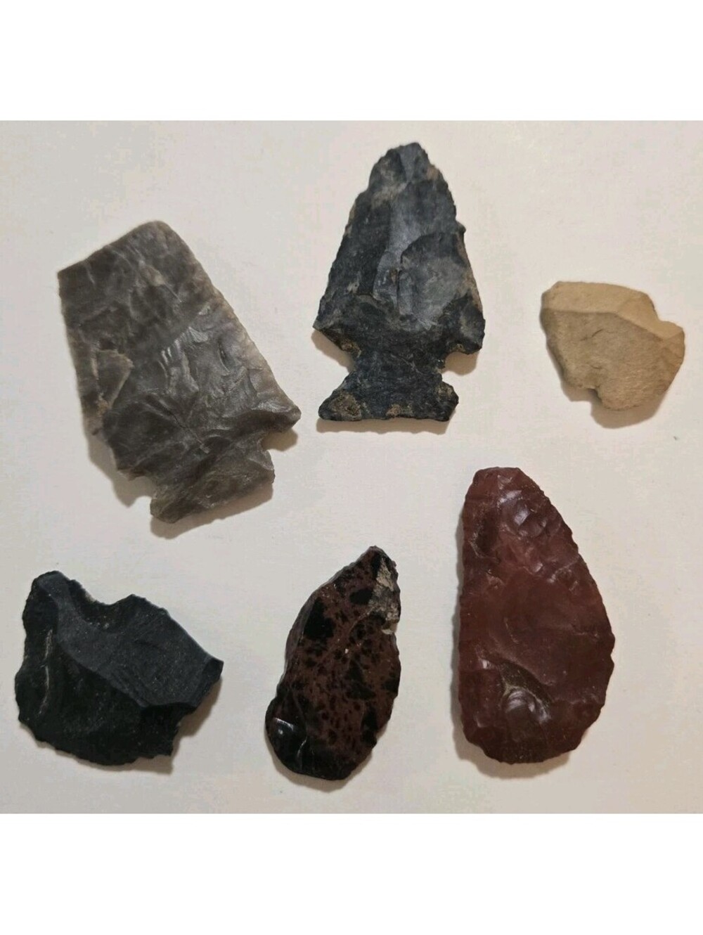 Mixed Lot Arrowheads Various Types & Sizes Antique Indian Artifact Lot of 6